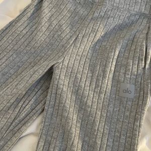 Ribbed Take Comfort Wide Leg Pant - grey